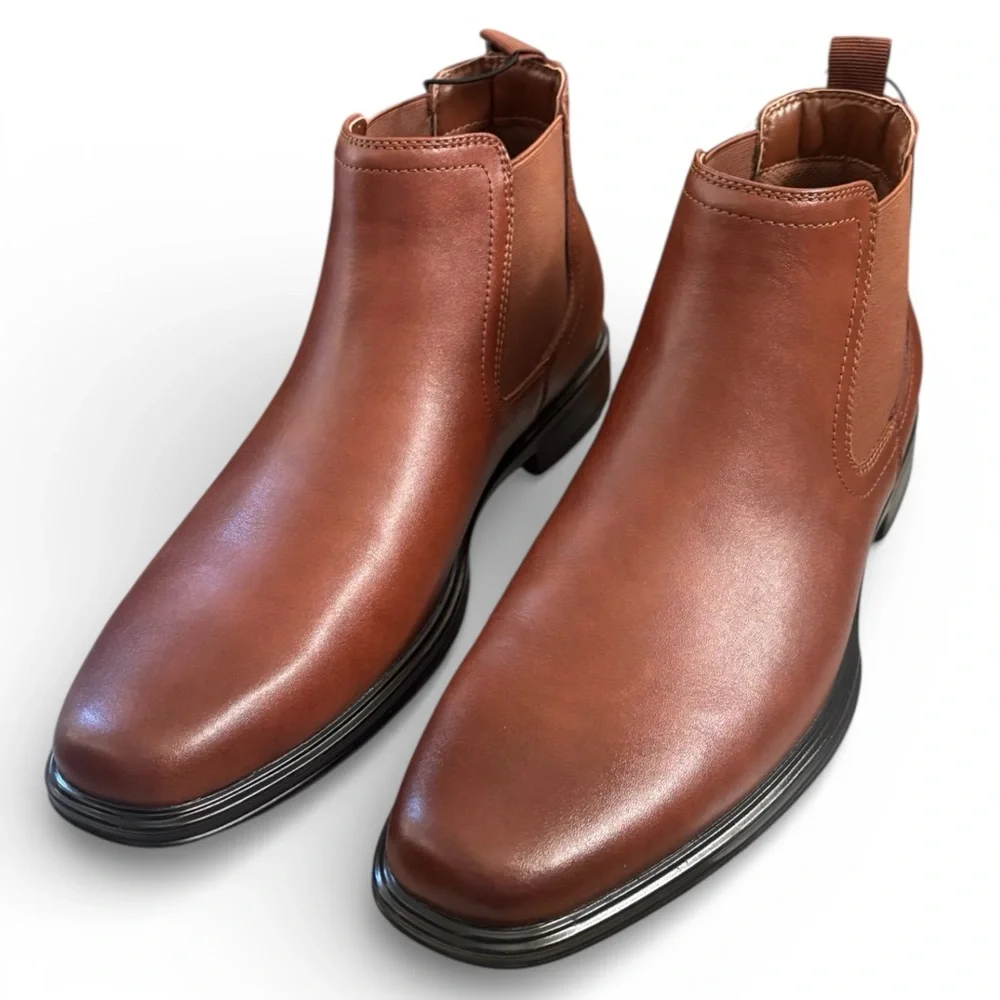 Perry Ellis Chestnut Brown Leather Ankle Boots Size 9 NIB